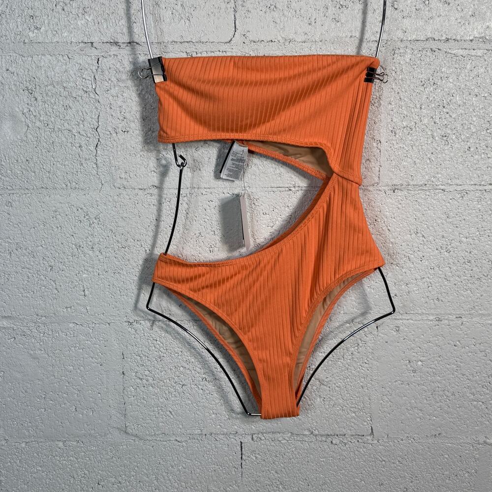 Cotton on Woman's Strapless Cutout Brazilian1 Piece Swimsuit Cantaloupe S